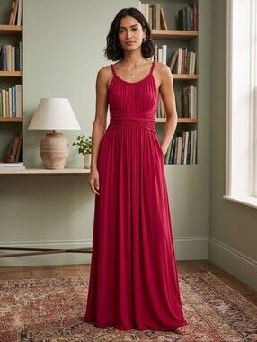 Max Studio Fuchsia Maxi Dress with Twisted Waist Spaghetti Strap Small